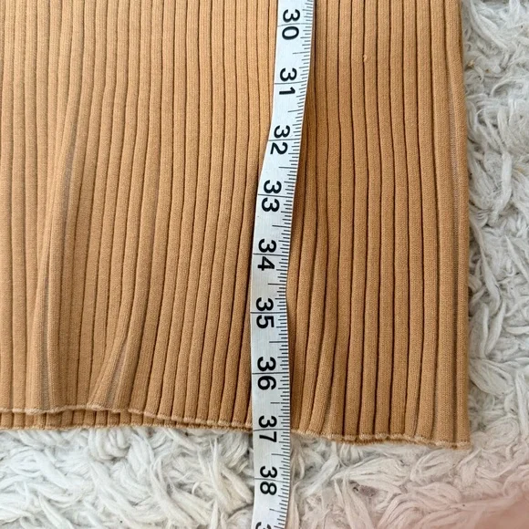 Good American Ribbed Midi Knit Dress in Camel - Picture 8 of 8